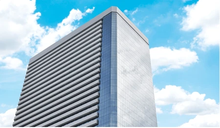 bottom-view-office-building-blue-260nw-2666199749